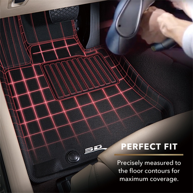 Mini Cooper Hardtop 2-Door Floor Mat Set - Front and Rear - 3D MAXpider - KAGU Series, Carbon Fiber Embossed Pattern - Black - `14-`24